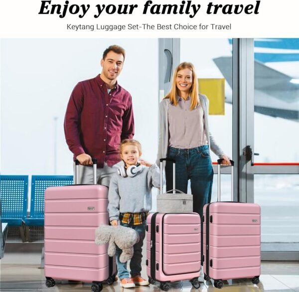 SmileLine Hardside Expandable Luggage W/Quick Access Front Open Pocket Lightweight Carry-on with Makeup Bag, Pink, 4 Piece Set - Image 9