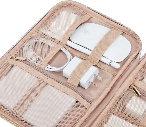 NISHEL Travel Cord Organizer Case,Tech Electronic Case, Travel Essentials for Charger, Cable, Phone, Hard Drive, USB, SD Card, Pink - Image 5