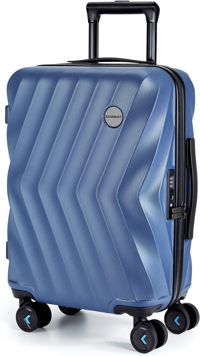 BAGSMART Carry On Luggage 22x14x9 Airline Approved,PC Hardside Suitcase,20 Inch Luggage with Spinner Wheels, Travel Luggage Hard Shell Lightweight Suitcases for Men Women,Navy Blue - Image 2