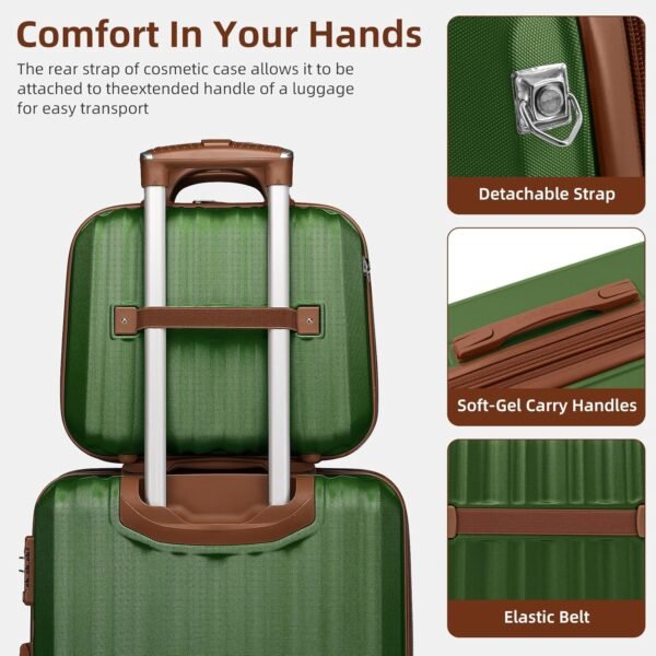 LARVENDER Luggage Sets 6 Piece, Expandable Hardside Suitcase Set Carry on Luggage with Spinner Wheels, Lightweight Travel Luggage Set with TSA Locks for Men and Women, Green - Image 10