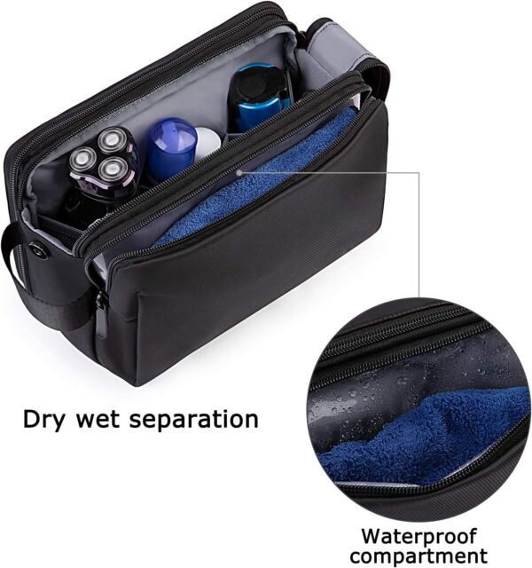 BAGSMART Toiletry Bag for Men, Travel Toiletry Organizer Dopp Kit Water-resistant Shaving Bag for Toiletries Accessories, Door Room Essentials, Black - Image 4