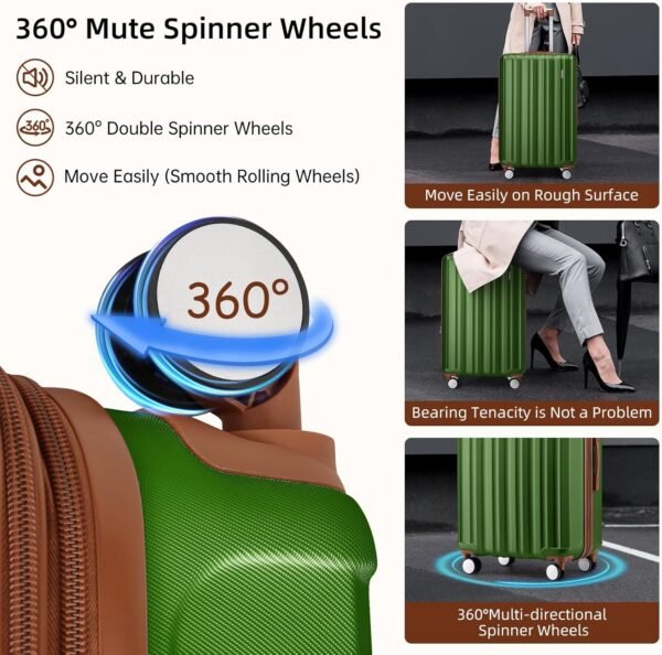 LARVENDER Luggage Sets 6 Piece, Expandable Hardside Suitcase Set Carry on Luggage with Spinner Wheels, Lightweight Travel Luggage Set with TSA Locks for Men and Women, Green - Image 8