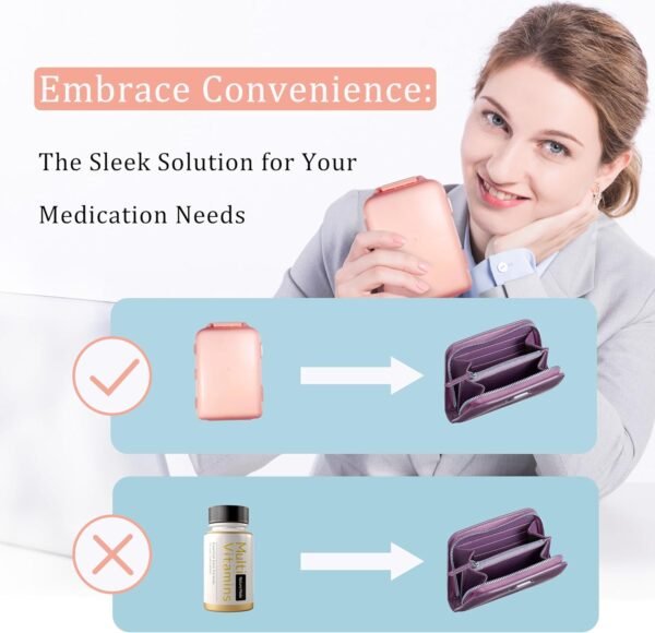 Pill Organizer with Medicine Labels 161 Labels Travel Daily Pill Container Mini Medication Organizer Storage Pill Organizer Travel Essentials Pill Case 7 Day Pill Organizer (Pink, 1 Pack) - Image 7