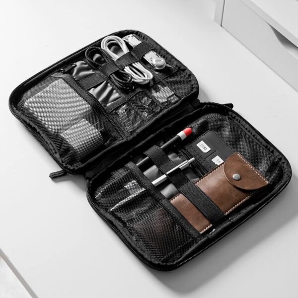 BAGSMART Electronics Organizer Travel Case, Small Cable Organizer Bag for Essentials, Tech Organizer as Accessories, Cord Organizer for Phone, Power Bank, SD Card, Black - Image 8