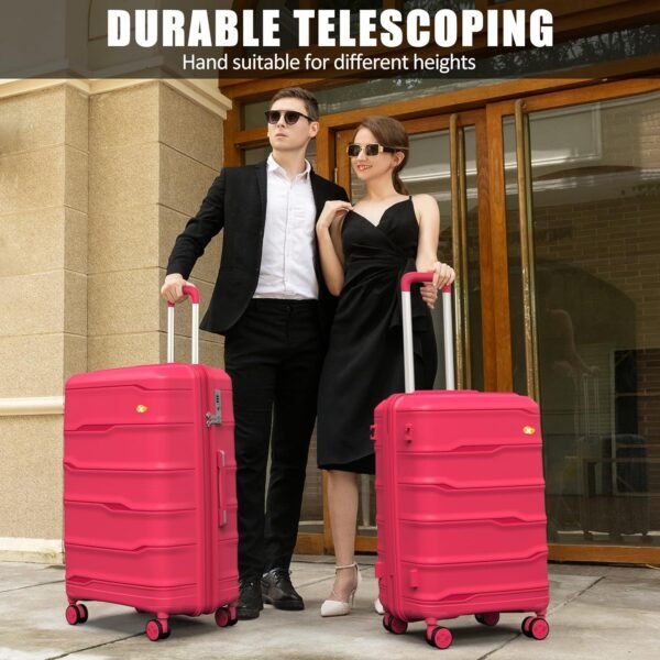Carry On Luggage 22x14x9 Airline Approved, Hard Shell Suitcase with Spinner Wheels, PP Lightweight Luggages with TSA Lock, Carry-On Suitcases 20 Inch, Red - Image 5