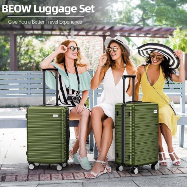 BEOW Luggage Sets 4 Piece, Expandable Luggage Sets with Spinner Wheels, TSA Lock Suitcases with Carry on Luggage (Olive Green) - Image 8