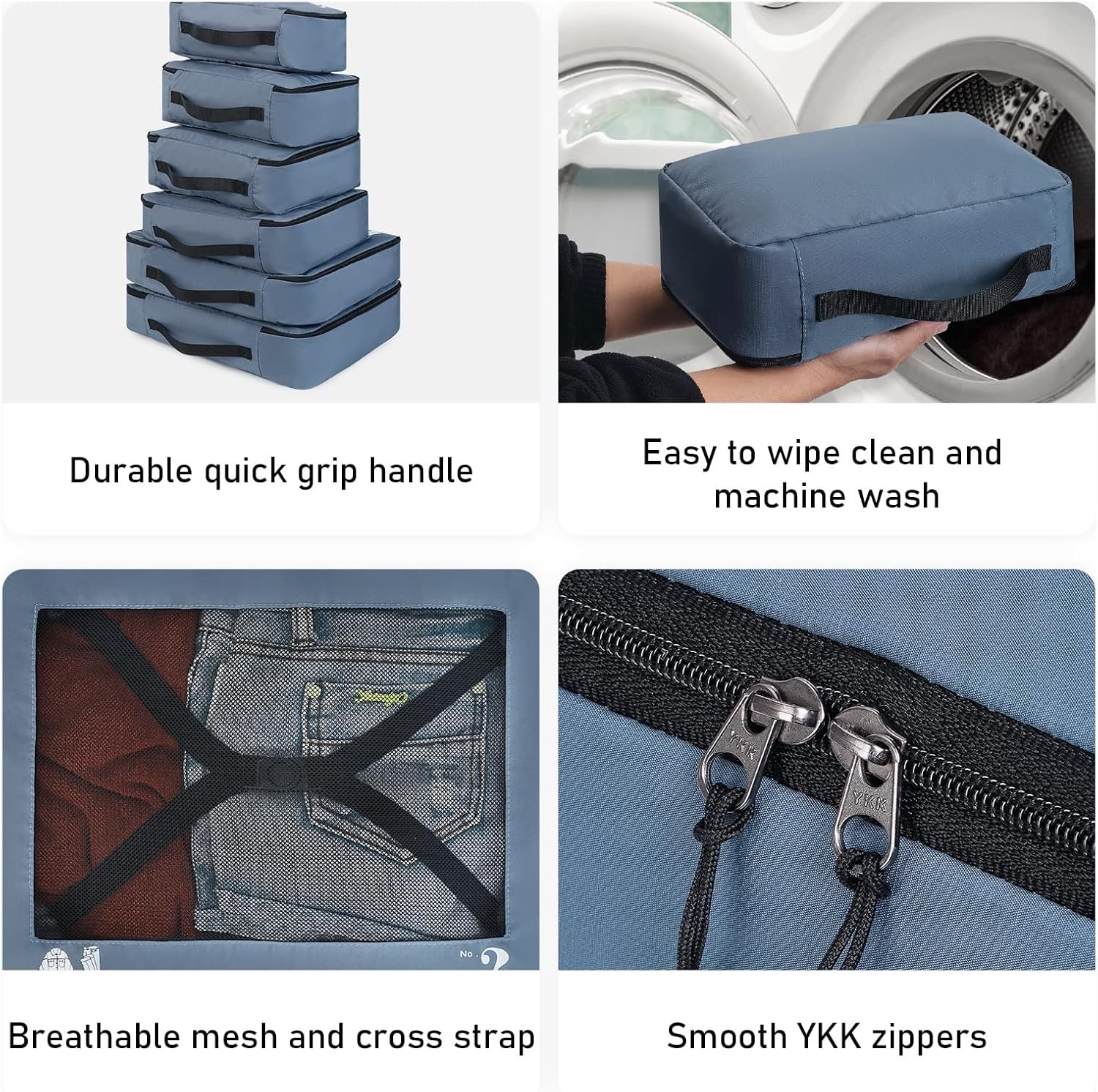 ECOHUB Packing Cubes 7 Set Tear-Resistant Packing Cubes Travel Organizer with ID Tag for Carry On Luggage Machine Washable Suitcase Organizer Bags Travel Cubes(Blue) - Image 6