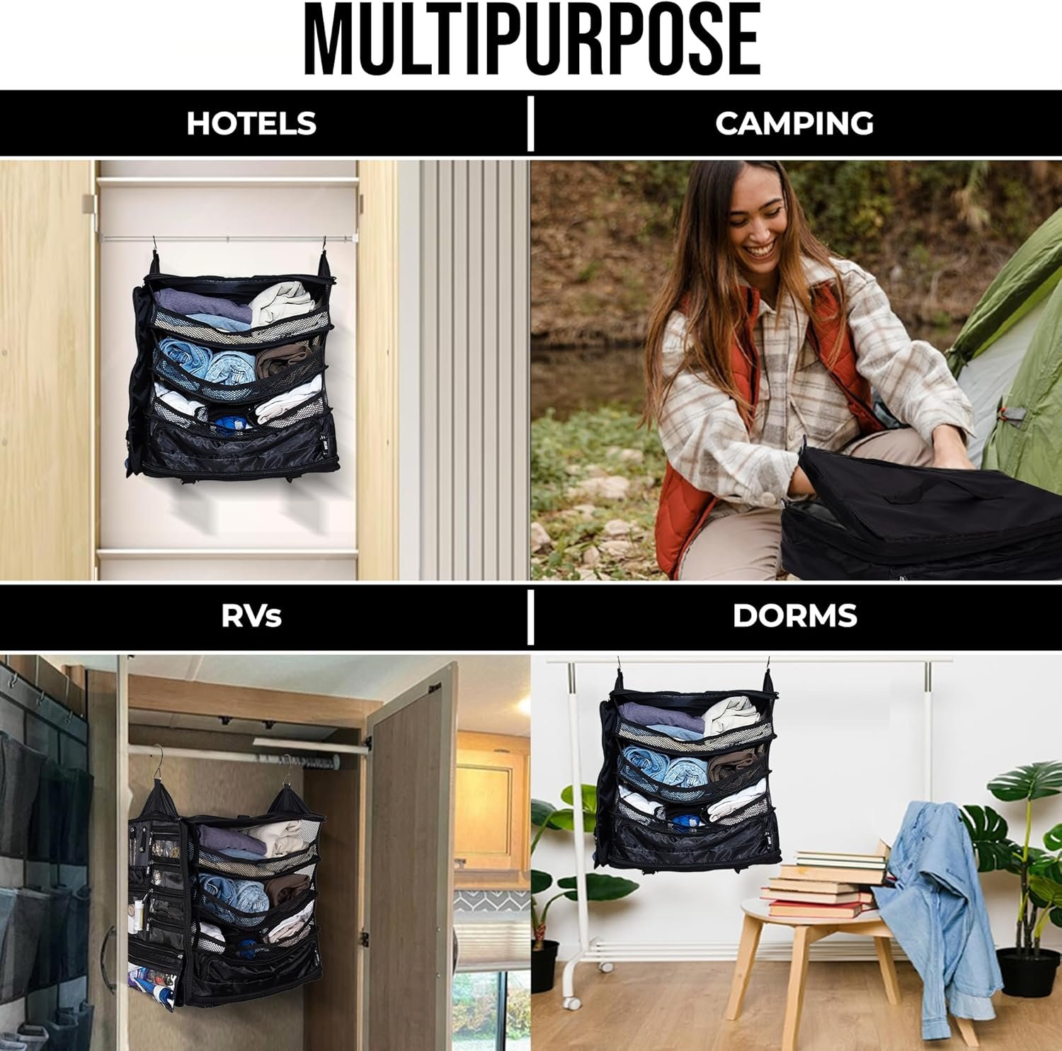 Voyaj Hanging Suitcase Organizer for Travel - Carry on Closet Suitcase, Hanging Luggage Organizers for Suitcase, Hanging Travel Organizer - Easily Fits Carry On Luggage for Wrinkle Free Packing - Image 7