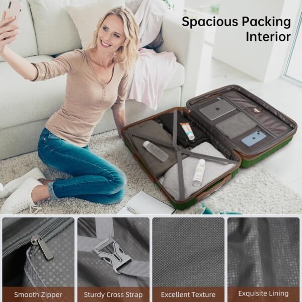 LARVENDER Luggage Sets 6 Piece, Expandable Hardside Suitcase Set Carry on Luggage with Spinner Wheels, Lightweight Travel Luggage Set with TSA Locks for Men and Women, Green - Image 6