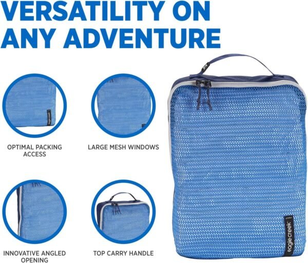 Eagle Creek Pack-It Reveal Packing Cubes Set XS/S/M - Durable, Ultra-Lightweight, Water-Resistant Ripstop Fabric Suitcase Organizers with Mesh Windows, Az Blue/Grey - Image 4