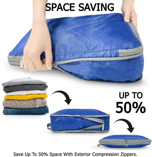 Storage Master Compression Packing Cubes Travel Accessories Packing Organizers Compression Bags for Travel, Travel Essentials Compression Cubes for Luggage Suitcases (Blue) - Image 3