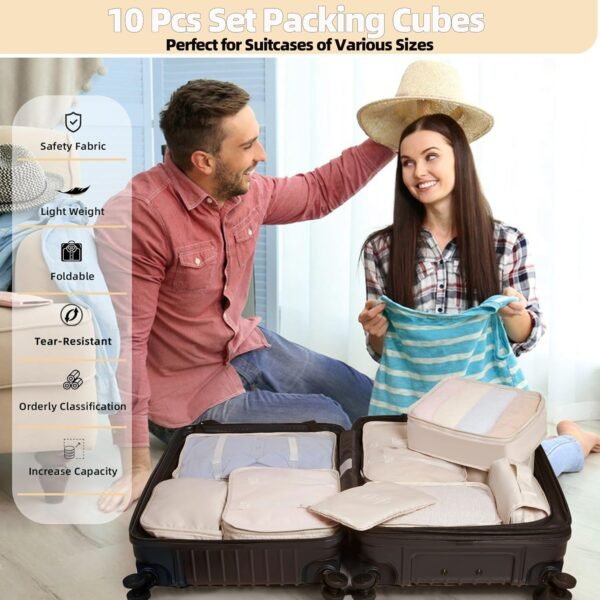 10 Pcs Set Packing Cubes For Travel Packing Organizers Travel Essentials Luggage Organizer Bags,Expandable Suitcase Organizer Travel Bags Packing Cubes For Suitcases Travel Accessories - Image 3