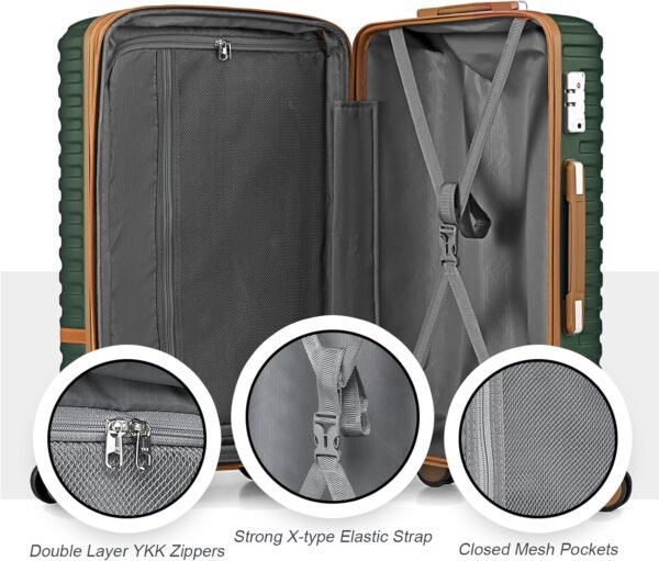 Joyway Luggage Set 3 Piece Suitcase Sets with Spinner Wheel,Lightweight Hardside Expandable Travel Laggage with TSA Lock (20/24/28 Green brown NEW - Image 8