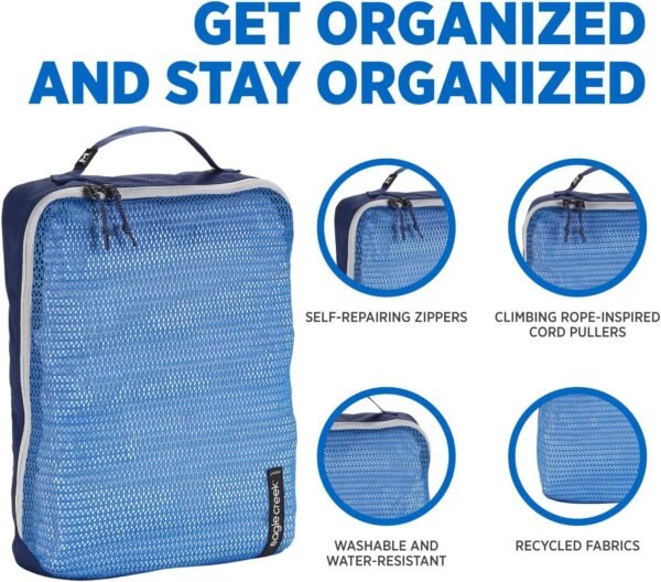 Eagle Creek Pack-It Reveal Packing Cubes Set XS/S/M - Durable, Ultra-Lightweight, Water-Resistant Ripstop Fabric Suitcase Organizers with Mesh Windows, Az Blue/Grey - Image 6