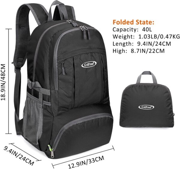 G4Free 40L Lightweight Packable Hiking Backpack, Waterproof Travel Daypack - Image 5