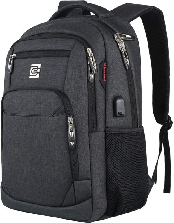 Laptop Backpack,Business Travel Anti Theft Slim Durable Laptops Backpack with USB Charging Port,Water Resistant College Computer Bag for Women & Men Fits 15.6 Inch Laptop and Notebook - Black - Image 2
