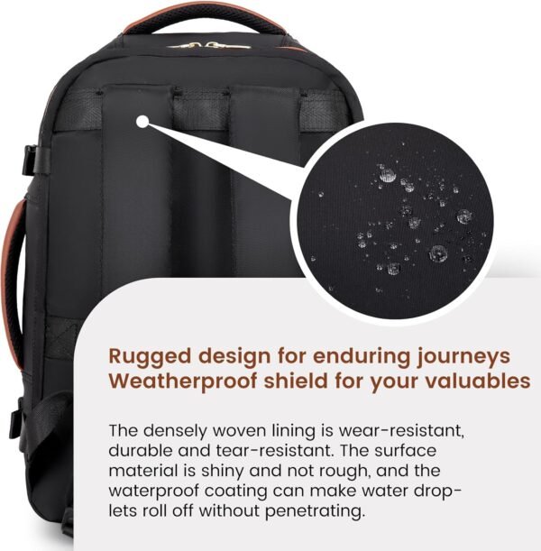 LOVEVOOK Travel Backpack for Women & Men, 40L Carry On Backpack, Personal Item Bag with 3 Packing Cubes, Business Weekender Overnight Luggage Daypack, Fits 17 Inch Laptop, Black Beige - Image 5