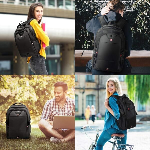 INSAVANT Laptop Backpack 17 Inch Water Resistant Backpacks Durable College Travel Daypack Anti Theft with USB Charging Port Best Gift for Men Women(17 Inch, Black) - Image 6