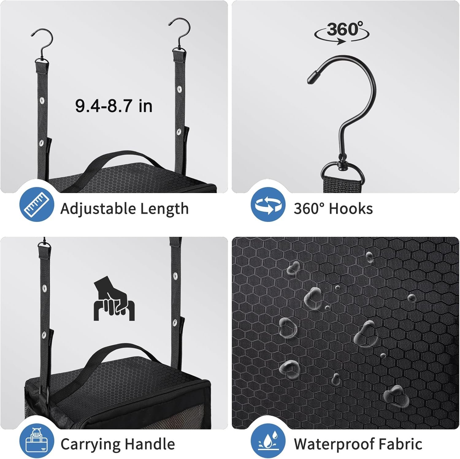 esouler Suitcase Organizer,Travel Packing Organizers Portable Hanging Travel Shelves Collapsible luggage organizers for suitcase Black - Image 8