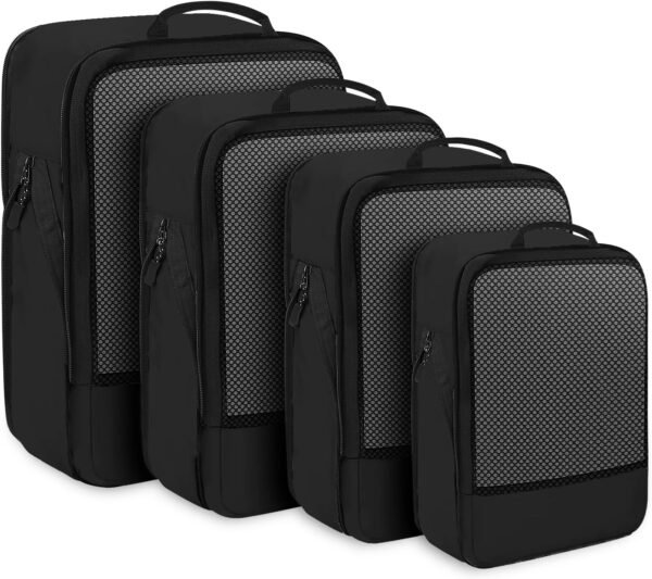 Compression Packing Cubes for Suitcases, 4 Pcs Set Packaging Bags Space Saving Travel Essentials, Compressible Expandable Luggage Organizer Bags Set for Carry On - Image 2