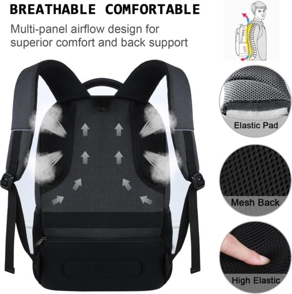 Laptop Backpack,Business Travel Anti Theft Slim Durable Laptops Backpack with USB Charging Port,Water Resistant College Computer Bag for Women & Men Fits 15.6 Inch Laptop and Notebook - Black - Image 6