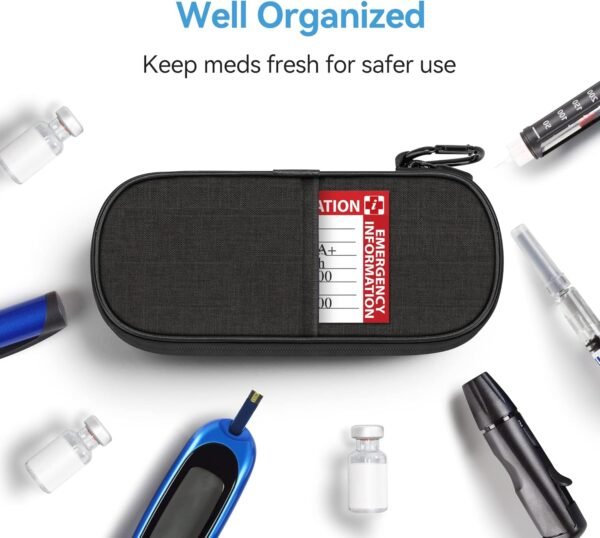 Insulin Pen Cooler Travel Case Diabetic Medication Insulated Cool Organizer with 2 Reusable Ice Packs for Insulin Pen and Other Diabetic Supplies, for the Daily Life and Trip(Black) - Image 4