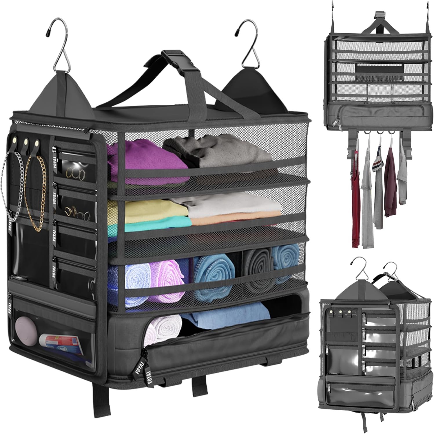 Voyaj Hanging Suitcase Organizer for Travel - Carry on Closet Suitcase, Hanging Luggage Organizers for Suitcase, Hanging Travel Organizer - Easily Fits Carry On Luggage for Wrinkle Free Packing - Image 2