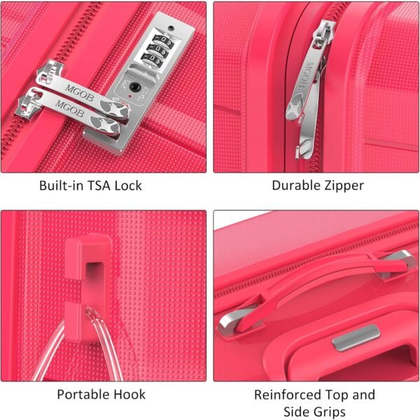 Carry On Luggage 22x14x9 Airline Approved, Hard Shell Suitcase with Spinner Wheels, PP Lightweight Luggages with TSA Lock, Carry-On Suitcases 20 Inch, Red - Image 10