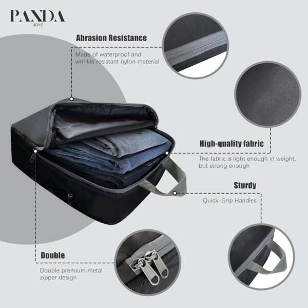4 Set Compression Packing Cubes Travel - Travel Accessories Expandable Packing Organizers for Carry On - Essentials Luggage Travel Bags - Black - Image 5