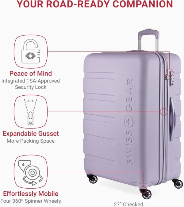 SwissGear 7366 Hardside Expandable Luggage with Spinner Wheels, Evening Haze, 3-Piece Set (19/23/27) - Image 3