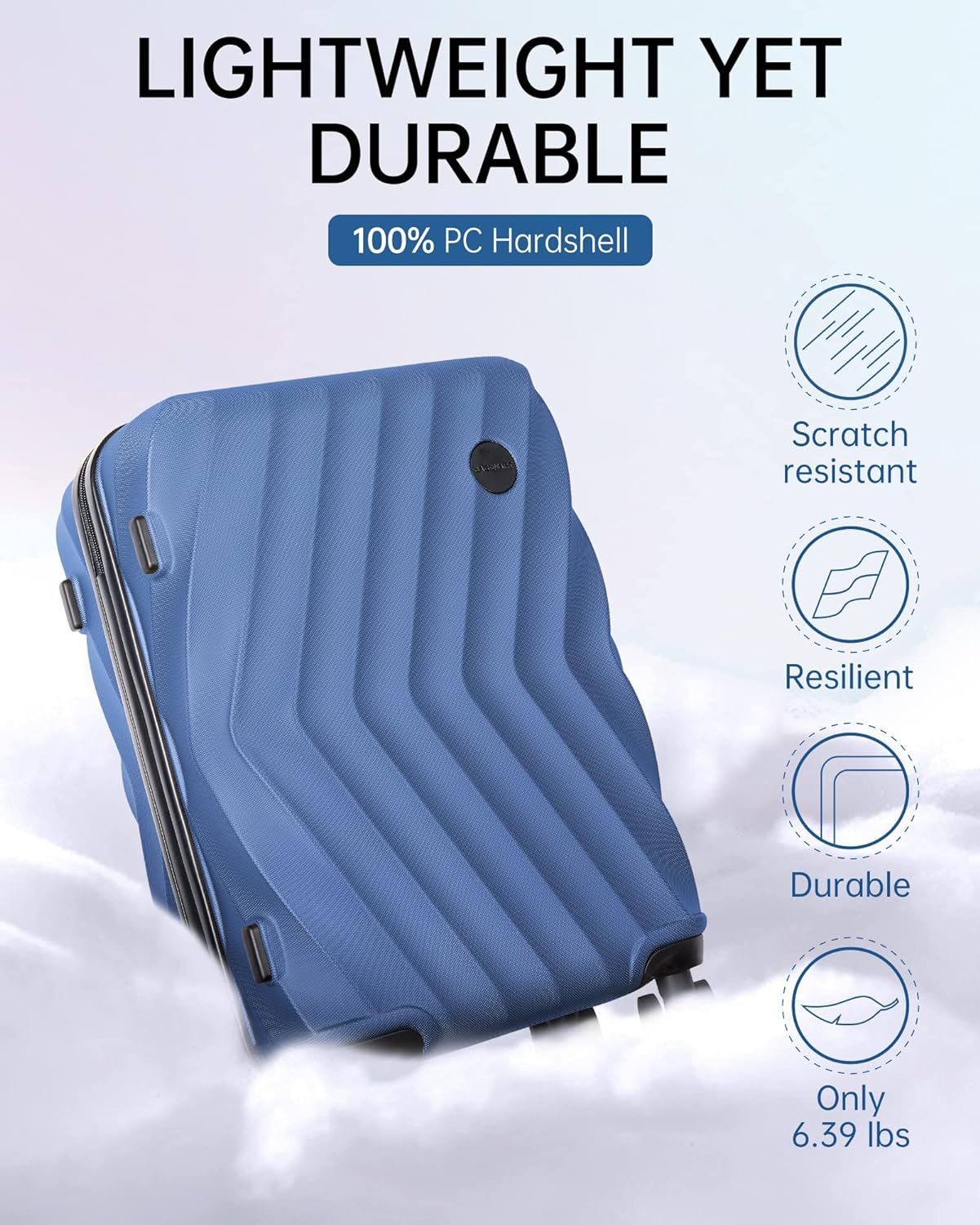 BAGSMART Carry On Luggage 22x14x9 Airline Approved,PC Hardside Suitcase,20 Inch Luggage with Spinner Wheels, Travel Luggage Hard Shell Lightweight Suitcases for Men Women,Navy Blue - Image 7