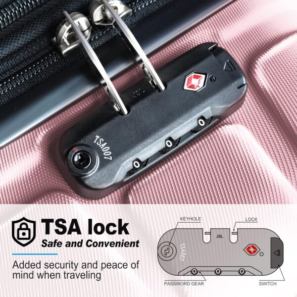 Explorer Lightweight Hardside Expandable Luggage Spinner Wheels Suitcase W/TSA Lock, Pink, 3 Piece Set - Image 6