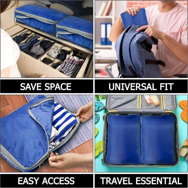 Storage Master Compression Packing Cubes Travel Accessories Packing Organizers Compression Bags for Travel, Travel Essentials Compression Cubes for Luggage Suitcases (Blue) - Image 6