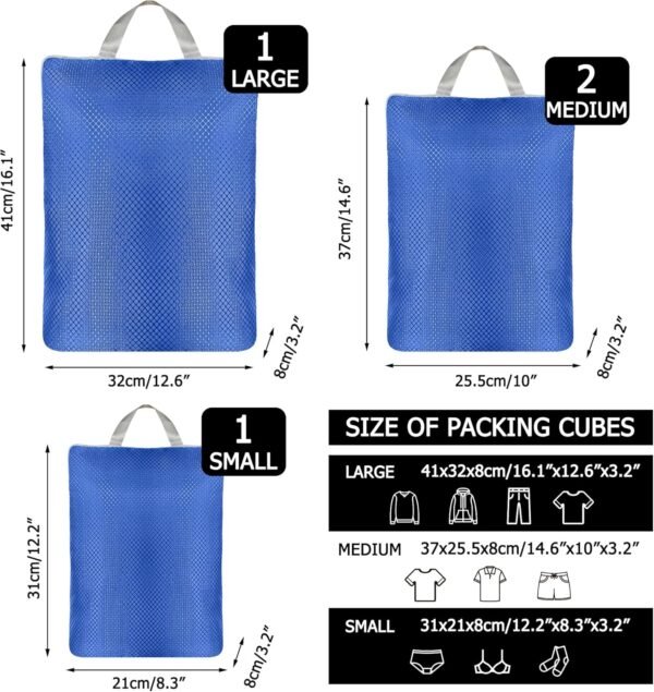 Storage Master Compression Packing Cubes Travel Accessories Packing Organizers Compression Bags for Travel, Travel Essentials Compression Cubes for Luggage Suitcases (Blue) - Image 4