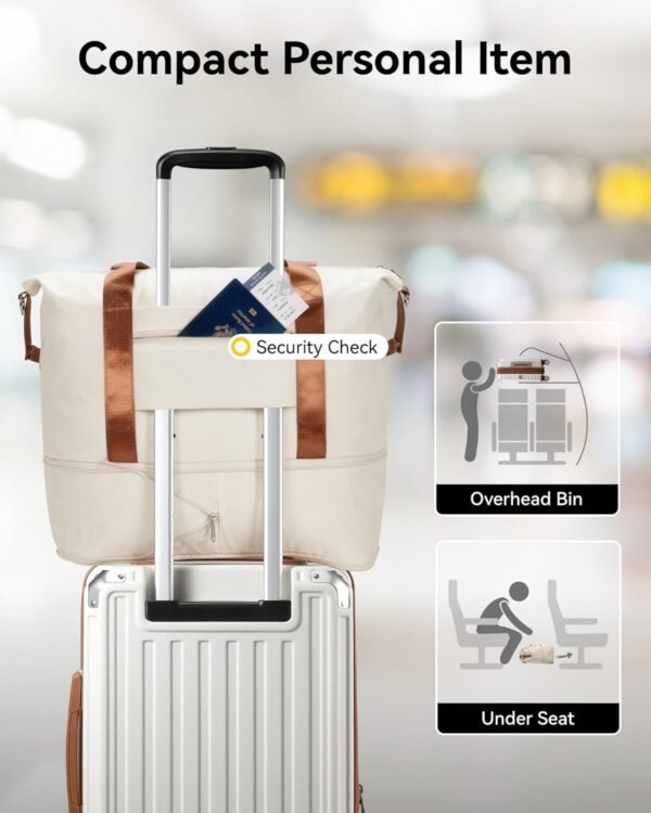 LUGGEX Carry On Luggage Sets 3 Piece - PC Expandable Hardshell Luggage with Spinner Wheels (White-Brown Suitcase) - Image 3