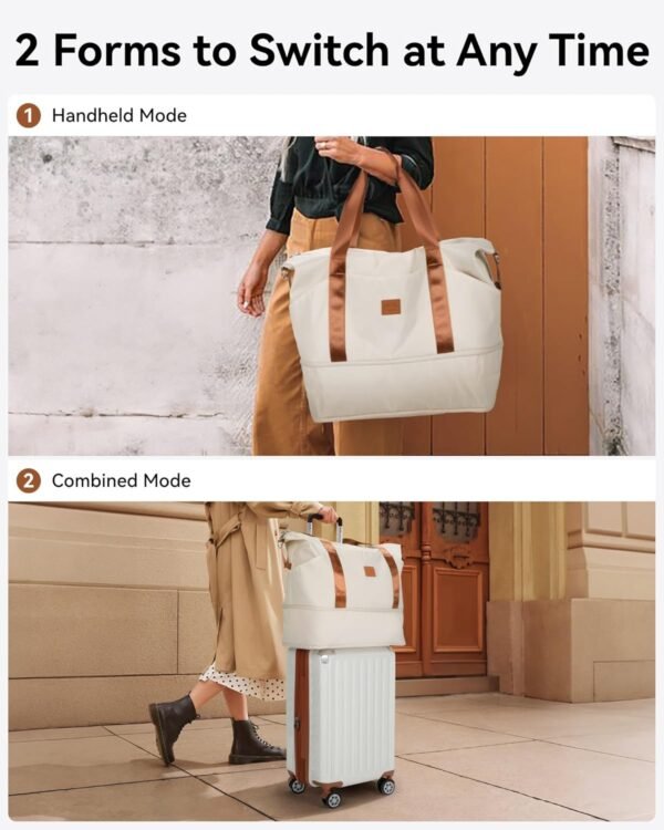 LUGGEX Carry On Luggage Sets 3 Piece - PC Expandable Hardshell Luggage with Spinner Wheels (White-Brown Suitcase) - Image 8