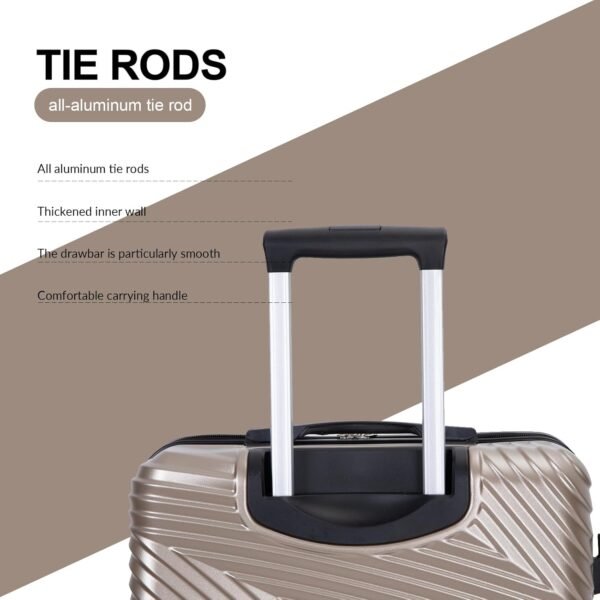 Luggage Sets 3 Piece, Hardside PC ABS Suitcase Set with Spinner Wheels, Lightweight Travel Carry-on and Checked Luggage, Gold, 3-Piece Set(20/24/28) - Image 3