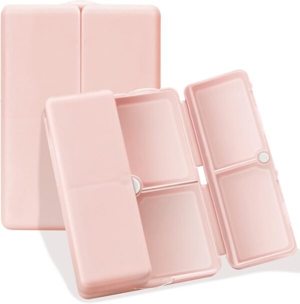 FYY Daily Pill Organizer, 7 Compartments Portable Pill Case Travel Pill Organizer,[Folding Design] Pill Box for Purse Pocket to Hold Vitamins,Cod Liver Oil,Supplements and Medication-Pink - Image 2