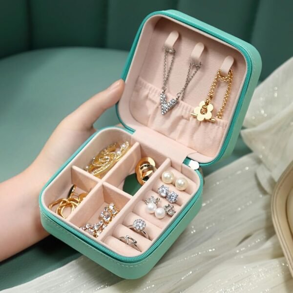 Travel jewelry case travel jewelry organizer for Rings Earrings Necklace Bracelet travel Jewelry box for women (3.9 * 3.9 * 1.96Inch) - Image 3