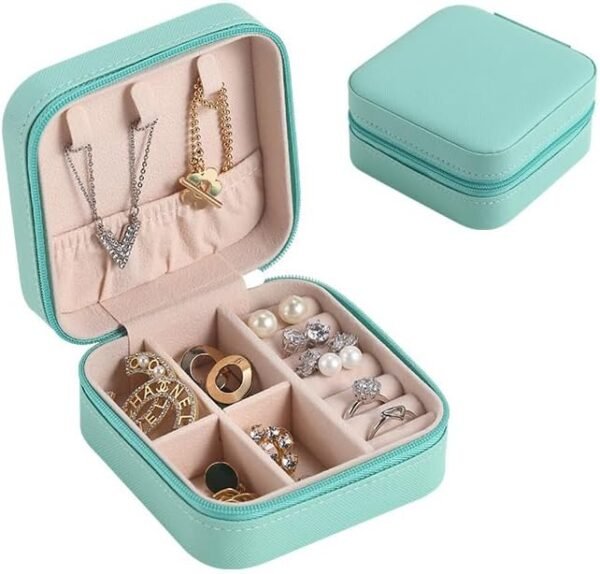 Travel jewelry case travel jewelry organizer for Rings Earrings Necklace Bracelet travel Jewelry box for women (3.9 * 3.9 * 1.96Inch) - Image 2