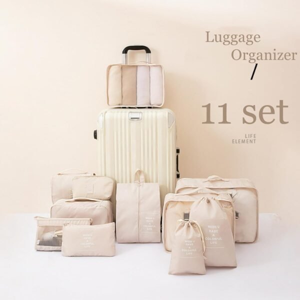 11 Set Packing Cubes Travel Organizer Bags Packing Organizers for Travel Accessories Luggage Packing Cube (Beige) - Image 3