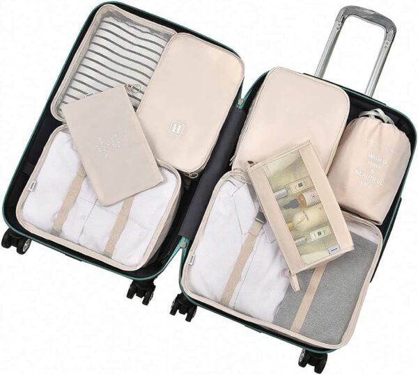 Belsmi 8 Set Packing Cubes with Shoe Bag - Compression Travel Luggage Organizer - Image 3