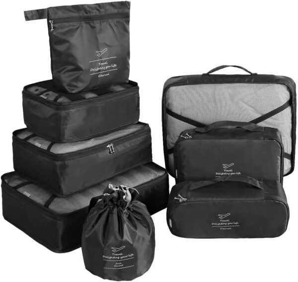 Packing Cubes for Travel, 8-piece Set of Travel Organizer Bags for Travel Accessories, Carry On Suitcase Organizer Bags Travel Cubes for Clothes Shoes Cosmetics - Image 2