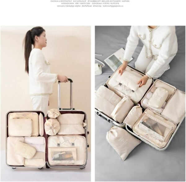 11 Set Packing Cubes Travel Organizer Bags Packing Organizers for Travel Accessories Luggage Packing Cube (Beige) - Image 7
