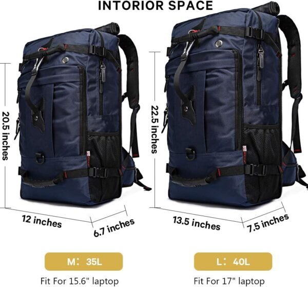 KAKA Travel Backpack, Carry On Backpack Durable Convertible Duffle Bag Fit for 15.6 Inch Laptop for Men and Women(Medium 35L) - Image 6
