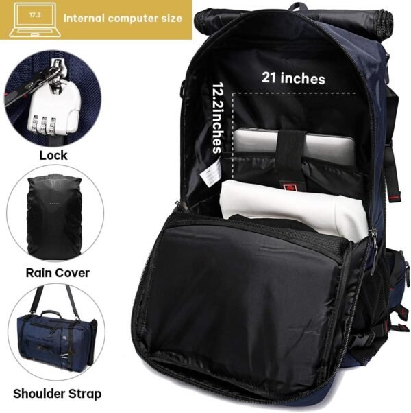 KAKA Travel Backpack, Carry On Backpack Durable Convertible Duffle Bag Fit for 15.6 Inch Laptop for Men and Women(Medium 35L) - Image 3