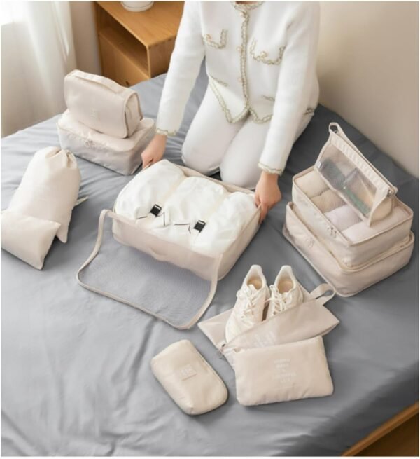 11 Set Packing Cubes Travel Organizer Bags Packing Organizers for Travel Accessories Luggage Packing Cube (Beige) - Image 6