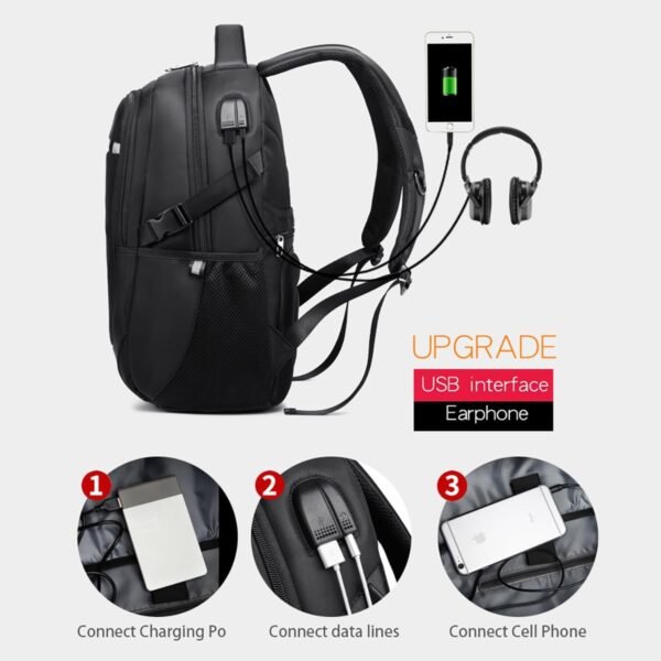 Travel Backpack,30L Laptop Backpacks for Men Women, Water Resistant Backpack Airline Approved Business Work Bag with USB Charging Port Fits 15.6 Inch Computer, Black - Image 3