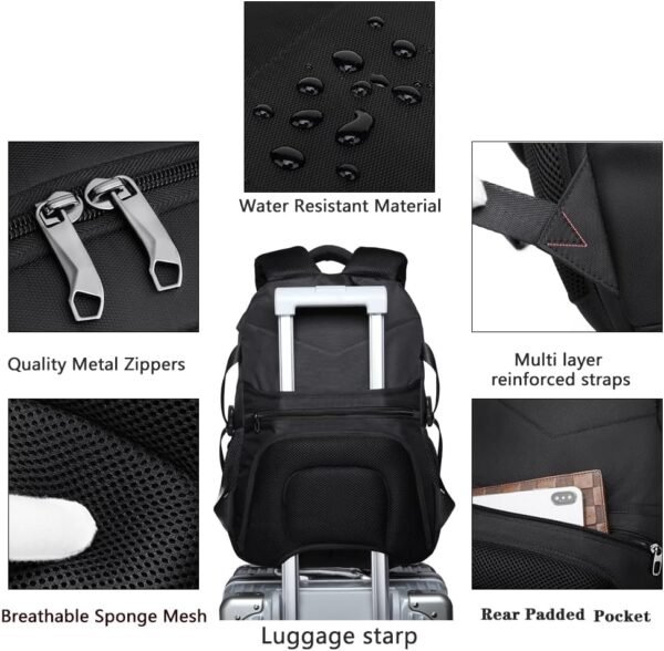 Travel Backpack,30L Laptop Backpacks for Men Women, Water Resistant Backpack Airline Approved Business Work Bag with USB Charging Port Fits 15.6 Inch Computer, Black - Image 6