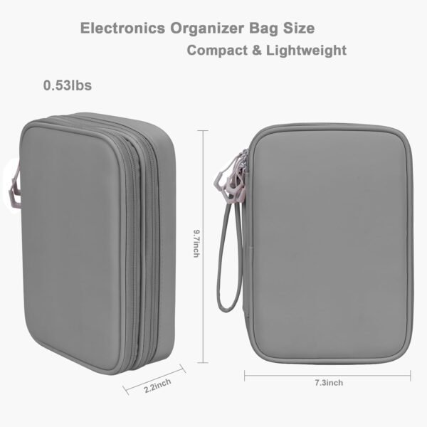 DDgro Electronics Travel Organizer Case Bag for Cable/Cords/Chargers/Tech Essentials (Grey, PU-Large) - Image 3
